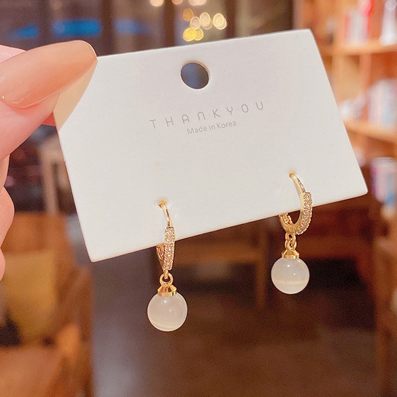 Khuyên tai nữ mạ vàng 18k thiết kế đá mắt mèo thời trang sang trọng