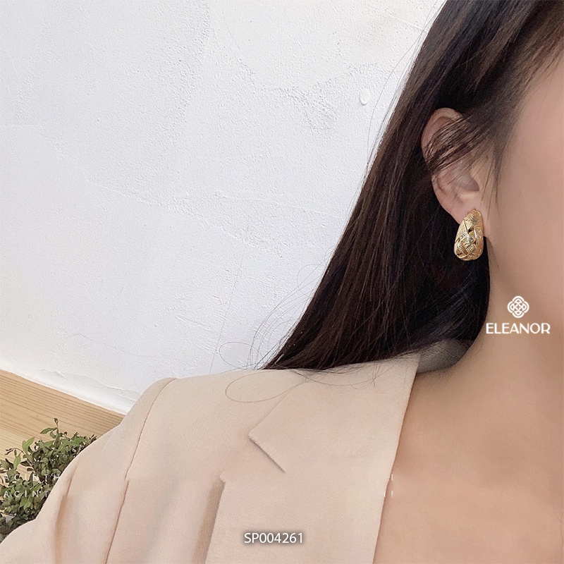 Bông tai nữ chuôi bạc 925 Eleanor Accessories viền cong phụ kiện trang sức tinh tế dễ thương