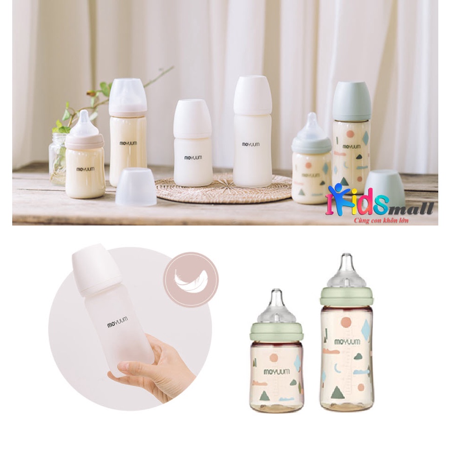 Sẵn Hàng - Bình sữa Moyuum Mây, Moyuum Vàng siêu nhẹ siêu bền 170/270ml
