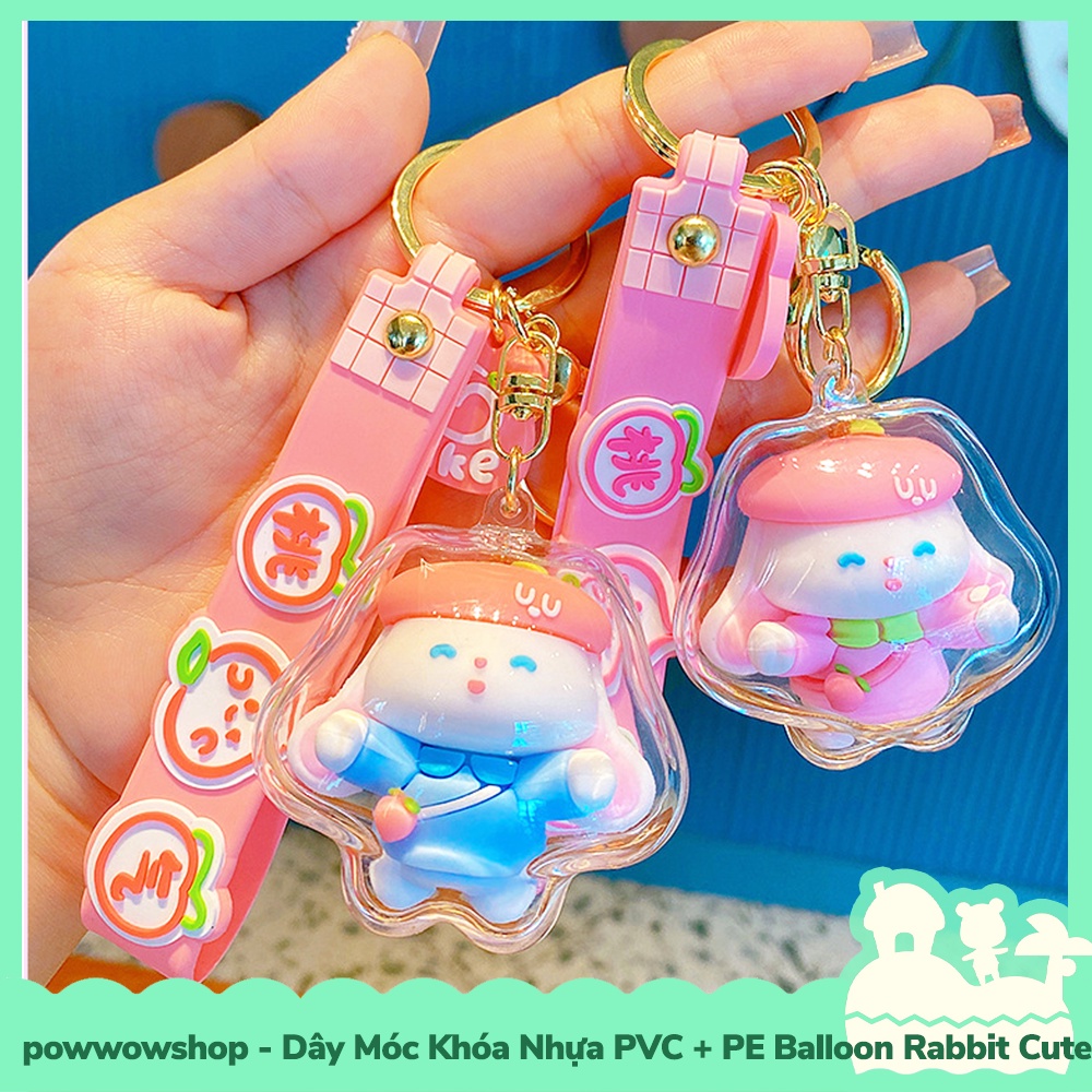 [Sẵn VN - Hỏa Tốc] Dây Móc Khóa Nhựa PVC + PE Mẫu Ballon Rabbit Cute