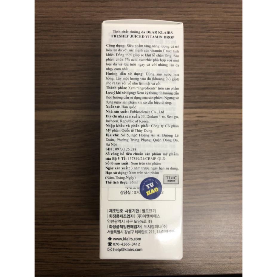 Tinh Chất Serum Vitamin C Klairs Freshly Juiced Dưỡng Sáng Trẻ Hóa Da 35ML - MIE SHOP