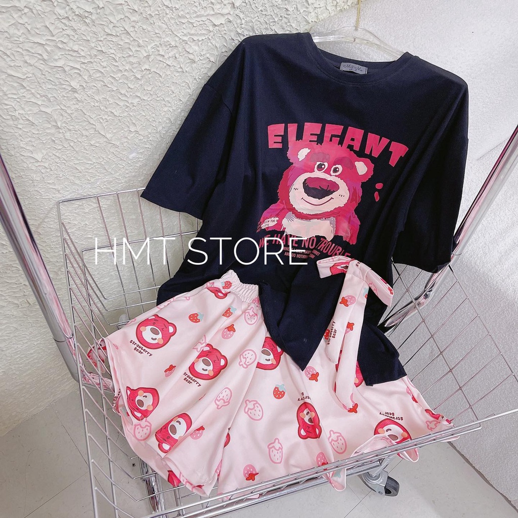 Set áo xẻ hình gấu dâu