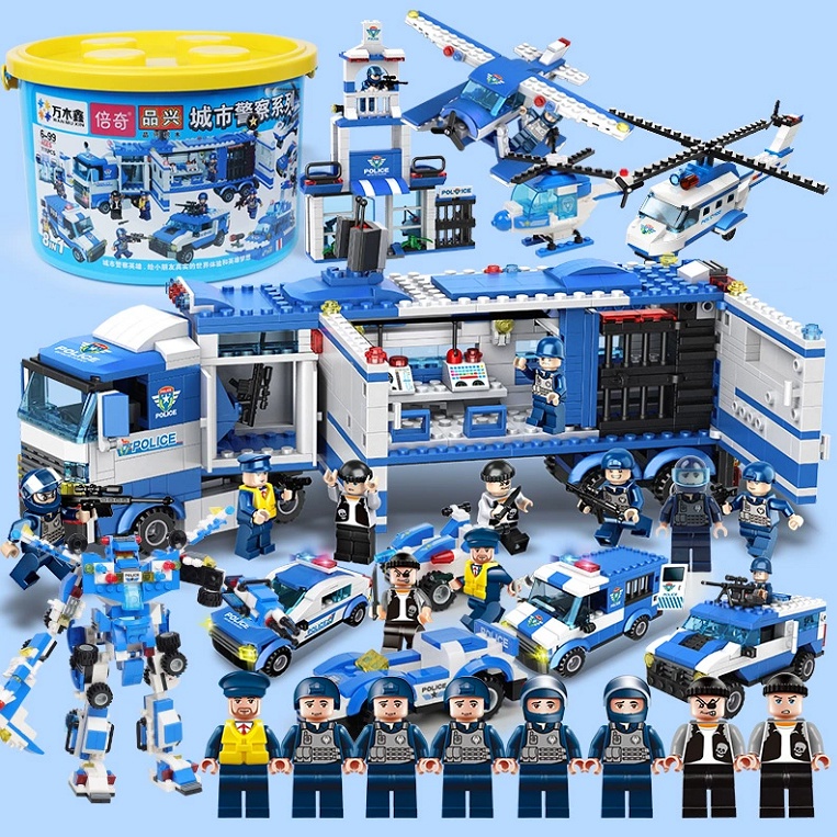 Bộ Đồ Chơi Lắp Ráp Lego Mô Hình Xe Cảnh Sát / Máy Bay Quân Đội Giáo Dục Sớm Dành Cho Bé
