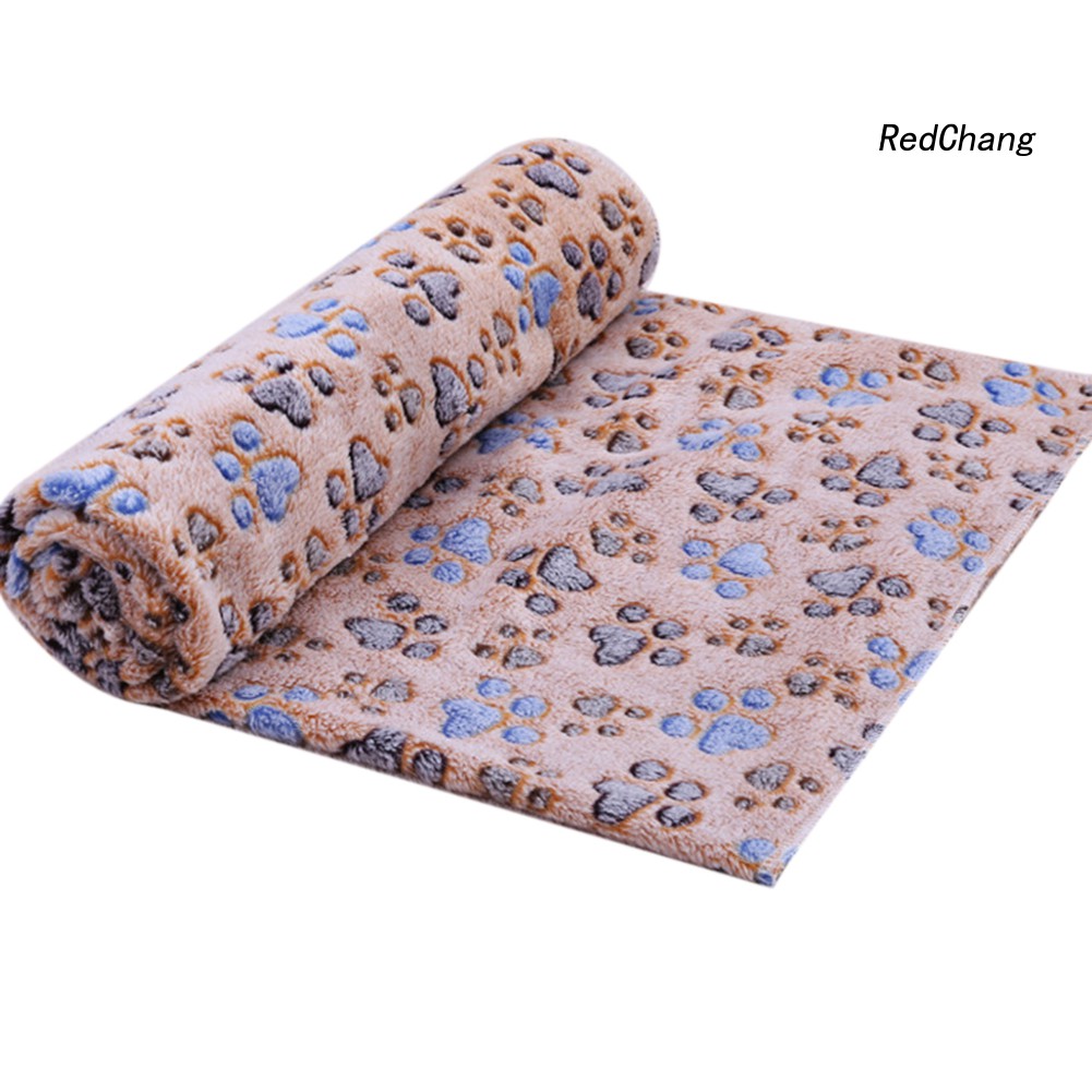 Thảm vải lông san hô ấm áp in họa tiết đệm chân chó mèo đáng yêu