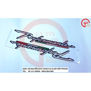 Cặp chữ phản quan performante màu trắng dán trang trí xe máy