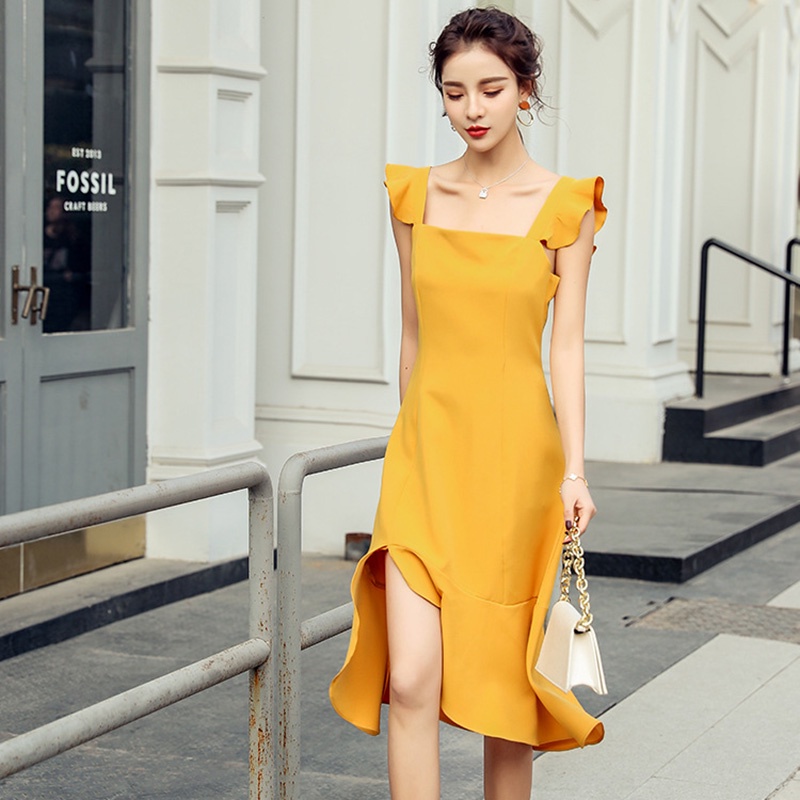 IELGY   Đầm Nấu Ăn Nhẹ Nhàng Kiểu Châu Âu Đuôi Type A, Chống Trầy Xước Phong Cách Gợn Sóng Thời Trang Cho Nữ Màu Sắc