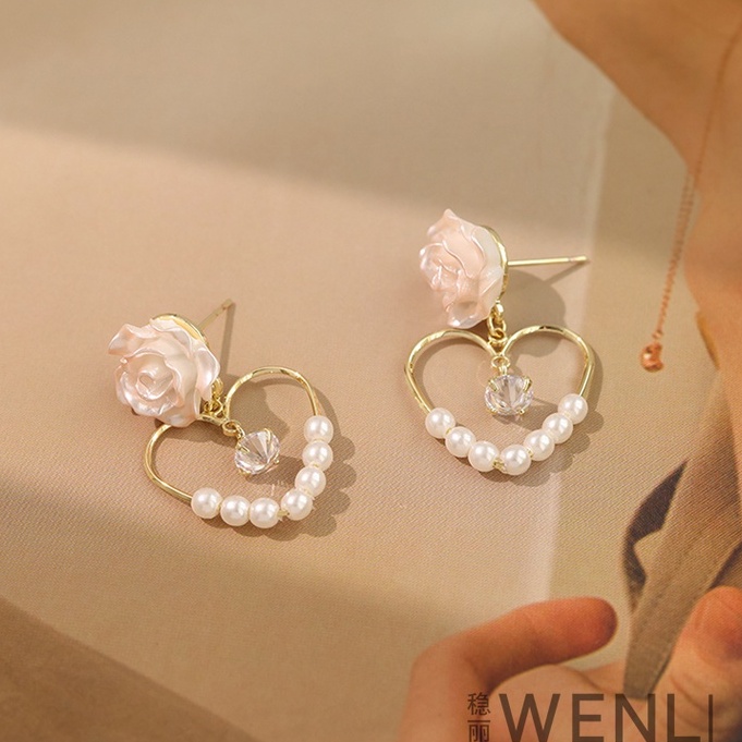 Bông Tai Mạ Bạc 925 Hình Tròn Đính Ngọc Trai Họa Tiết Hoa Sang Trọng Thời Trang Mùa Hè Cho Nữ