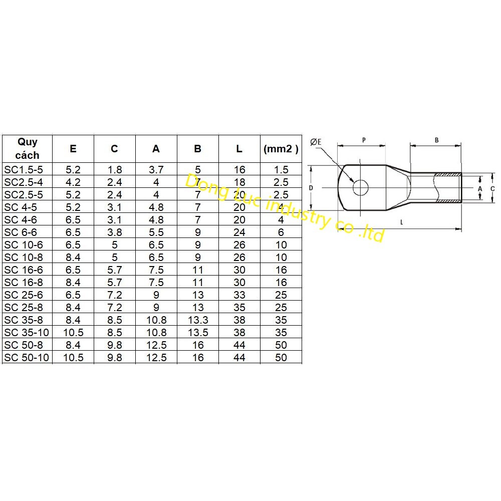 Đầu cos dây điện bít SC 25-8, SC 35-8, đầu cốt đồng bấm dây điện 25mm 35mm, cosse  nối bình acquy, dây hàn