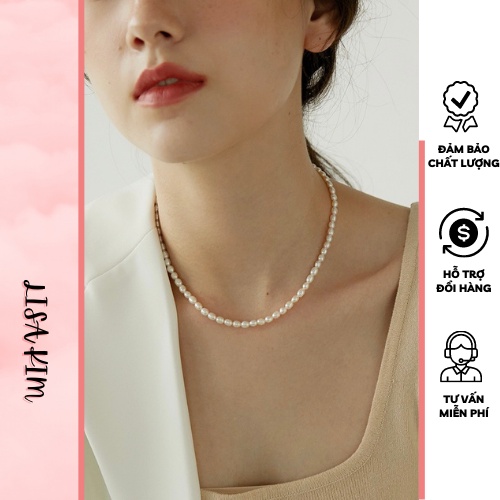 Vòng cổ hạt gạo size 5-6 li bóng đẹp xuất sắc