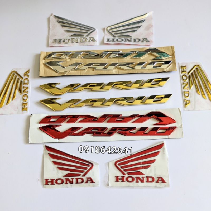 Combo tem chữ Vario đời đầu đi kèm cánh chim Honda nhựa dẻo