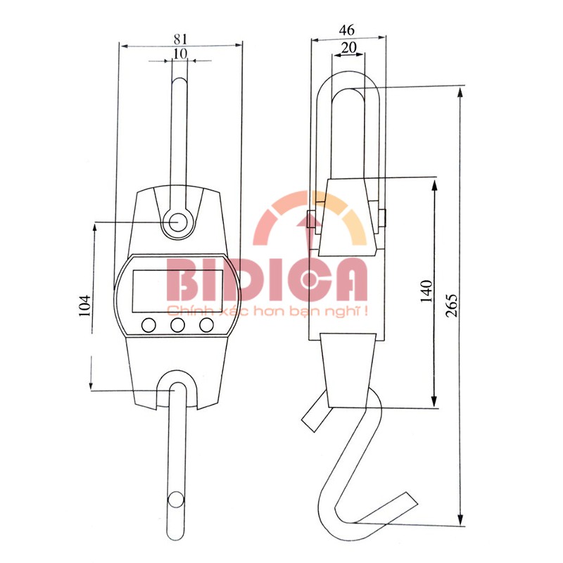 [Hàng xịn loại 1 - BH 12 tháng] Cân treo điện tử mini Đài Loan OCS - Cân phế liệu, vật liệu xây dựng, lúa gạo