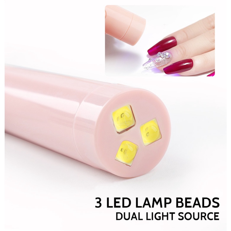 Đèn pin 3 Led UV 3W sạc type C dùng hơ keo, sơn gel (màu ngẫu nhiên)