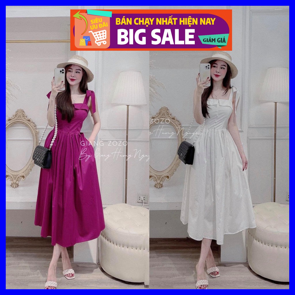 VÁY 2 DÂY 👗 MAXI THÔ CÚC NGỰC ĐỦ SIZE S, M 2 MÀU TRẮNG, HỒNG TÍM