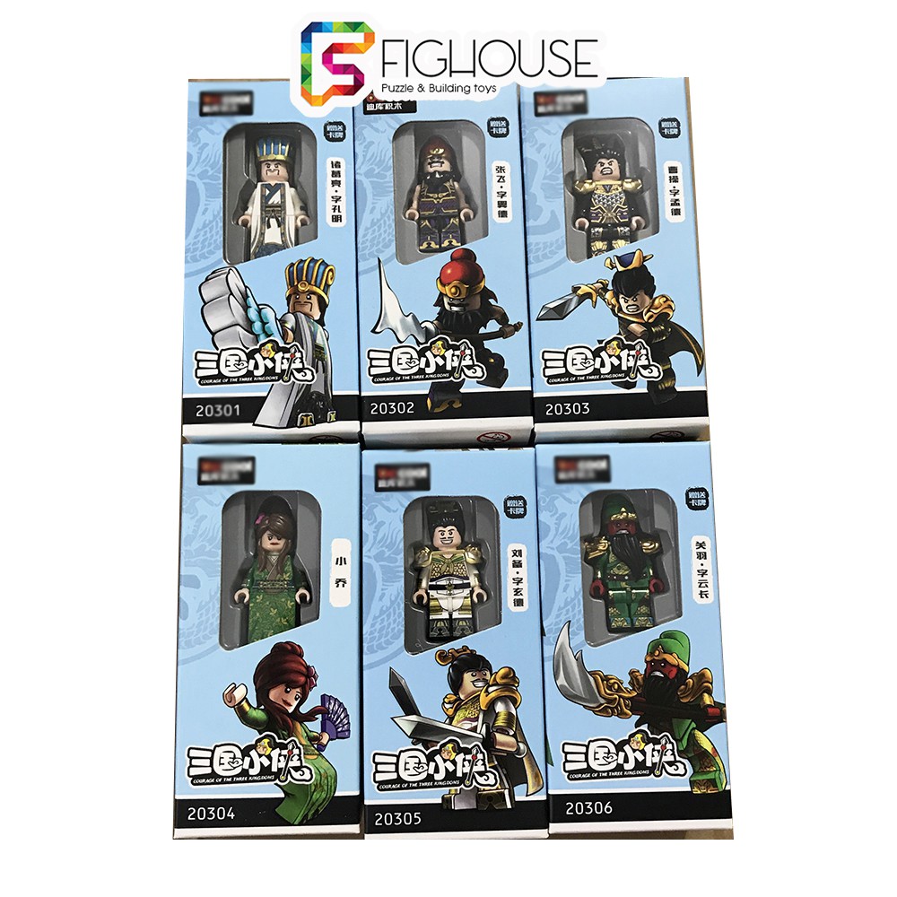 Combo 6 Minifigures Nhân Vật Tam Quốc Quan Vũ, Lữ Bố, Triệu Vân, Chu Du, Khổng Minh, Tư Mã Ý - Đồ Chơi Lắp Ráp 2030ABCD