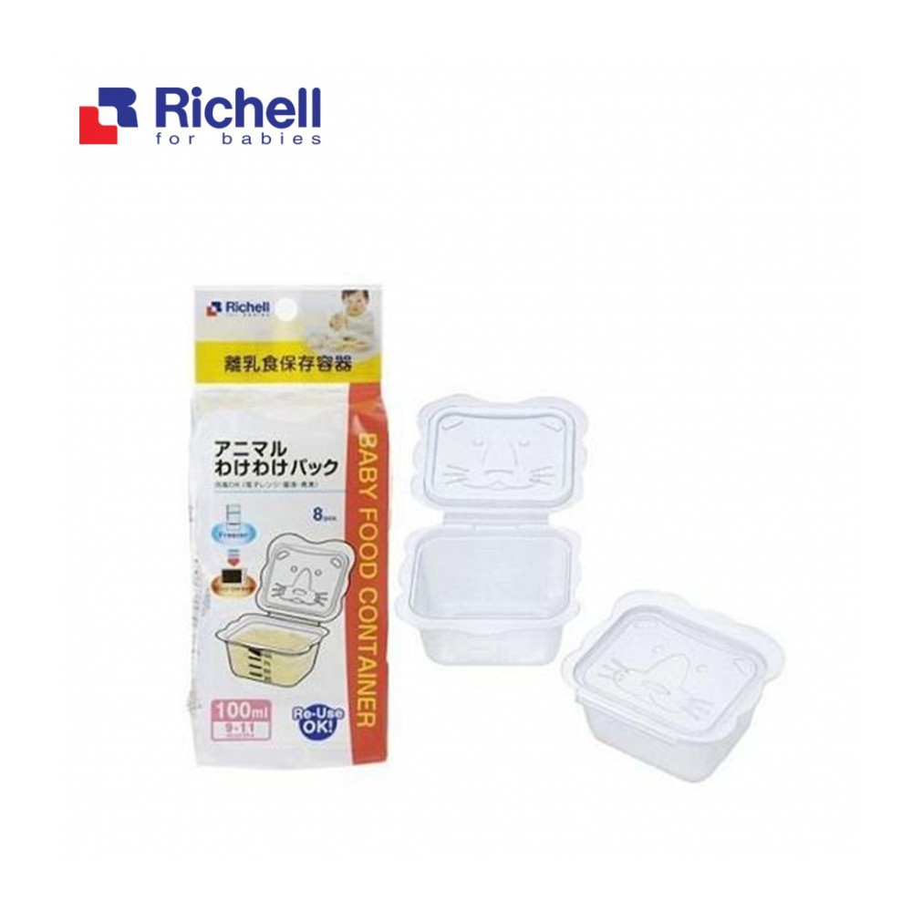 Bộ chia thức ăn Richell 100ml nhựa cao cấp dùng được lò vi sóng (8c)