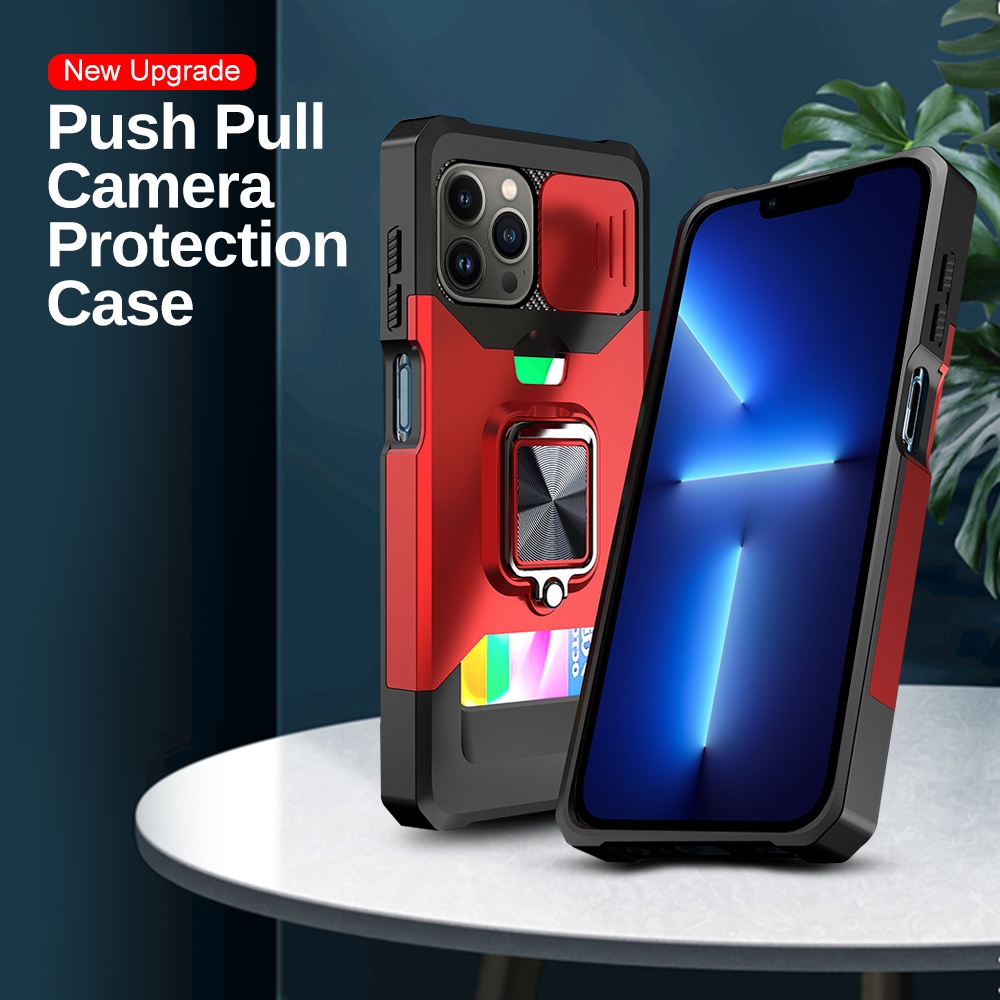 Ốp Điện Thoại Kiểu Giáp Chống Sốc Kèm Giá Đỡ Nhẫn Từ Tính Gắn Xe Hơi Cho iPhone 11 12 13 14 Pro XS Max XR 14