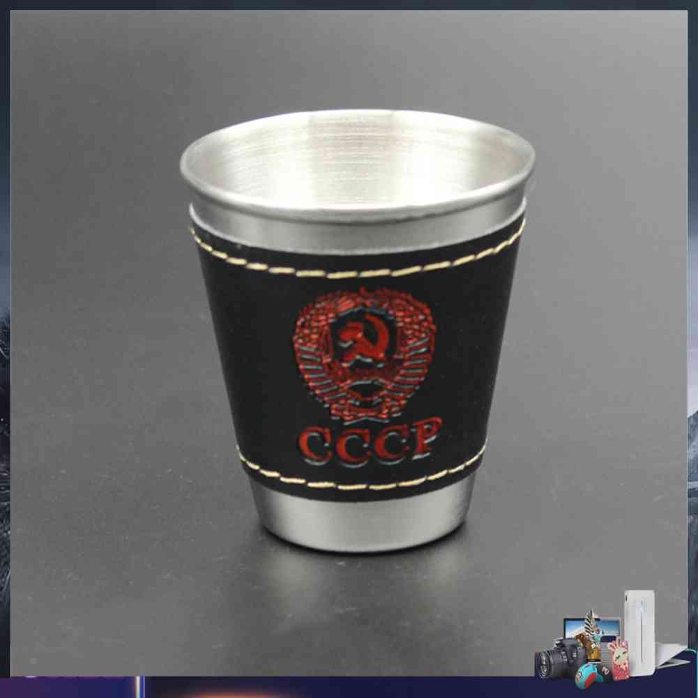 Set 4 Ly Uống Rượu Bằng Thép Không Gỉ 70ml Kèm Túi Da