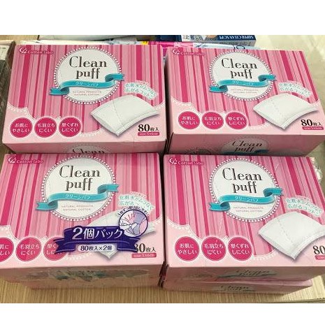Bông Tẩy Trang Cotton Clean Puff Nhật Bản 80 Tờ | BigBuy360 - bigbuy360.vn