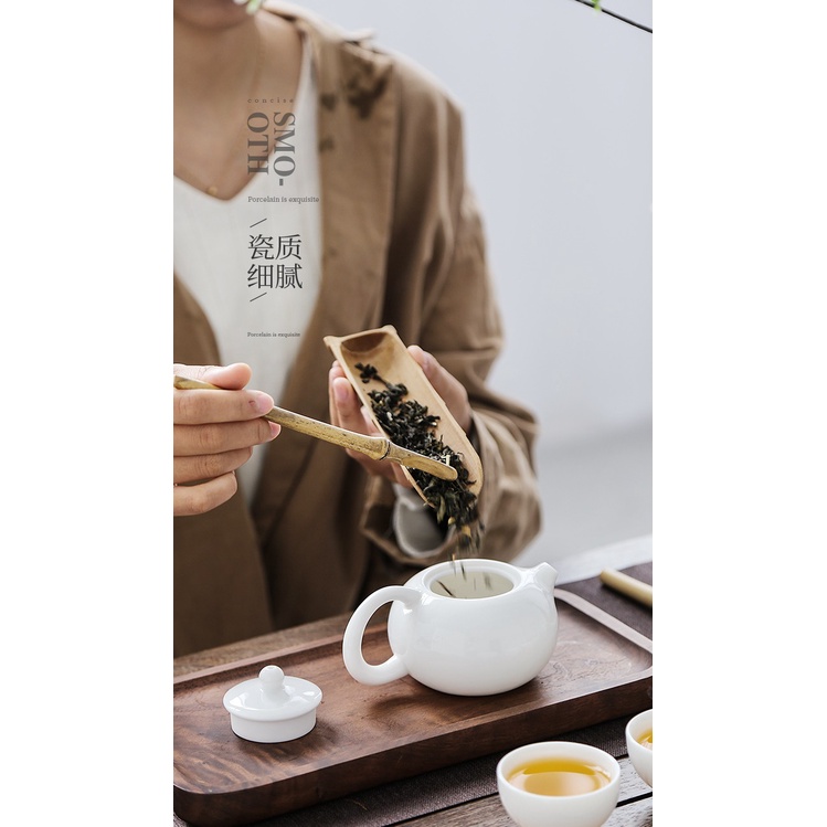 Ấm pha trà Tây Thi bằng sứ trắng Bạch Định 180 ml