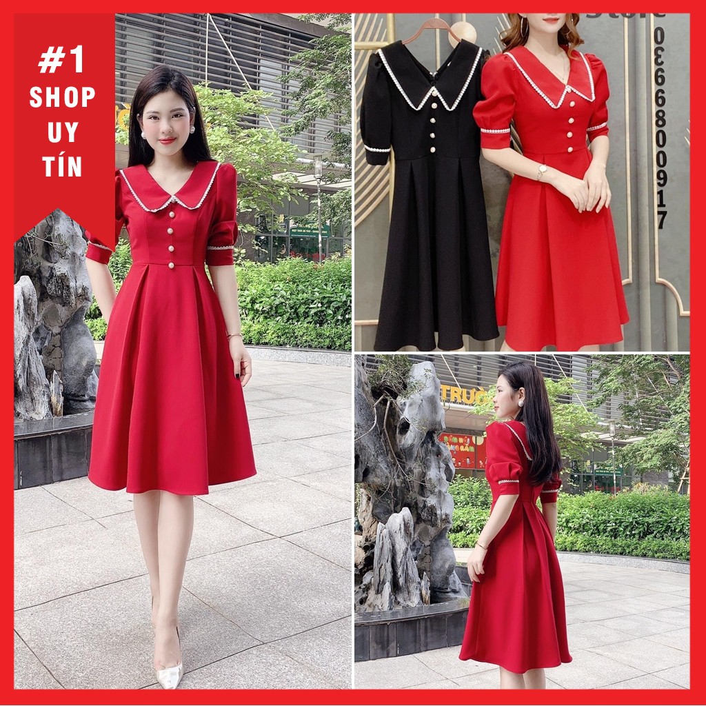 Đầm nữ váy công sở liền thân thanh lịch dáng xòe Thời Trang Emy 75898