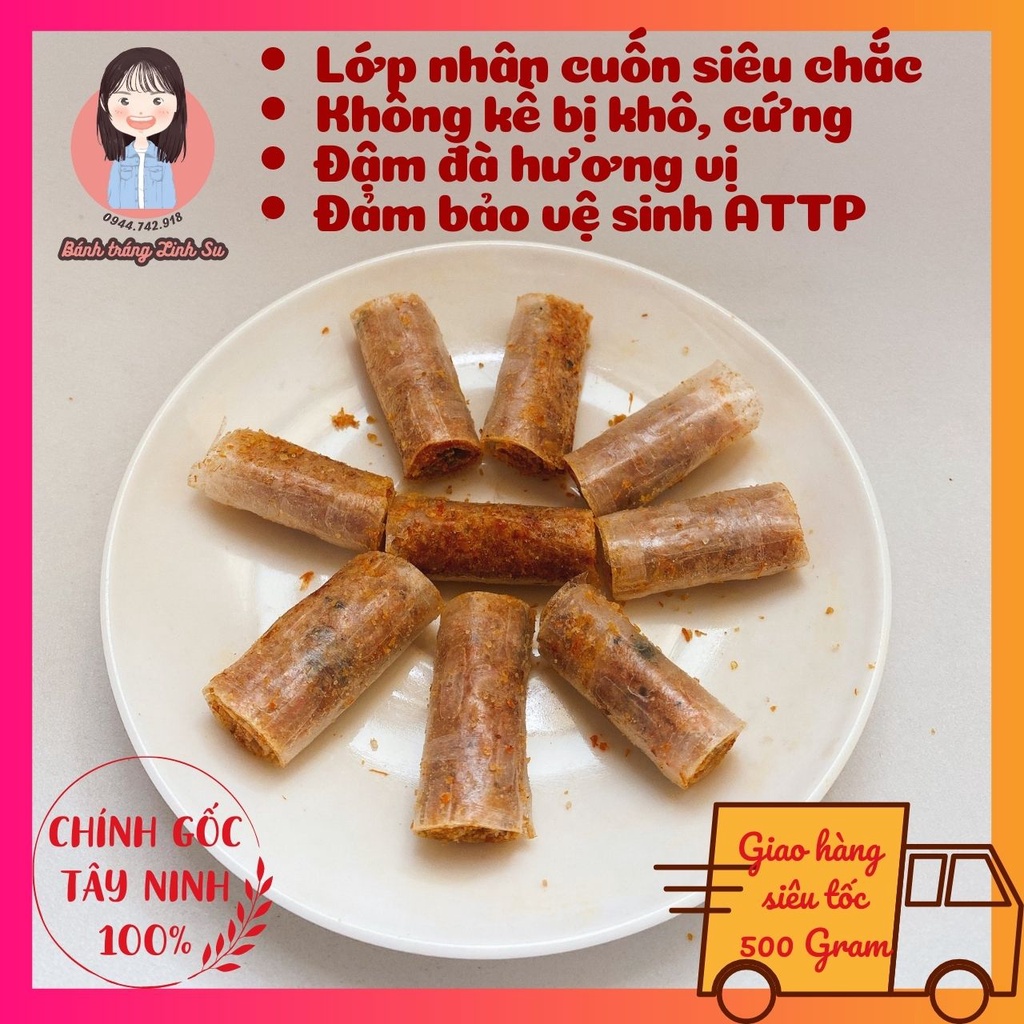Bánh tráng cuộn nhân thập cẩm muối tôm Tây Ninh bịch 500 gram