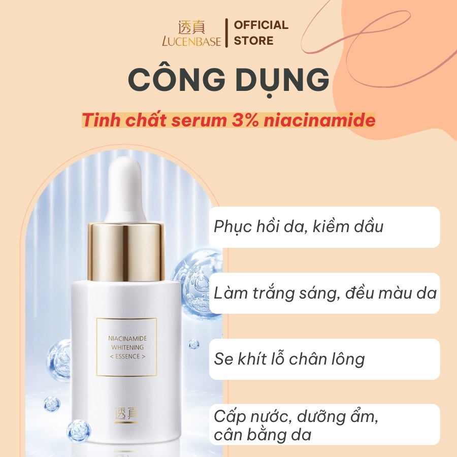 Tinh chất serum 3 % niacinamide LUCENBASE kiềm dầu, giảm thâm, sáng da 30ml