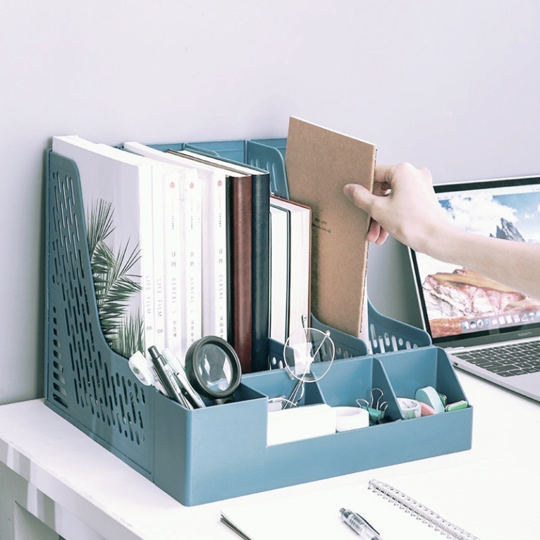 Giá đựng tài liệu 3 ngăn kèm khay để bút văn phòng