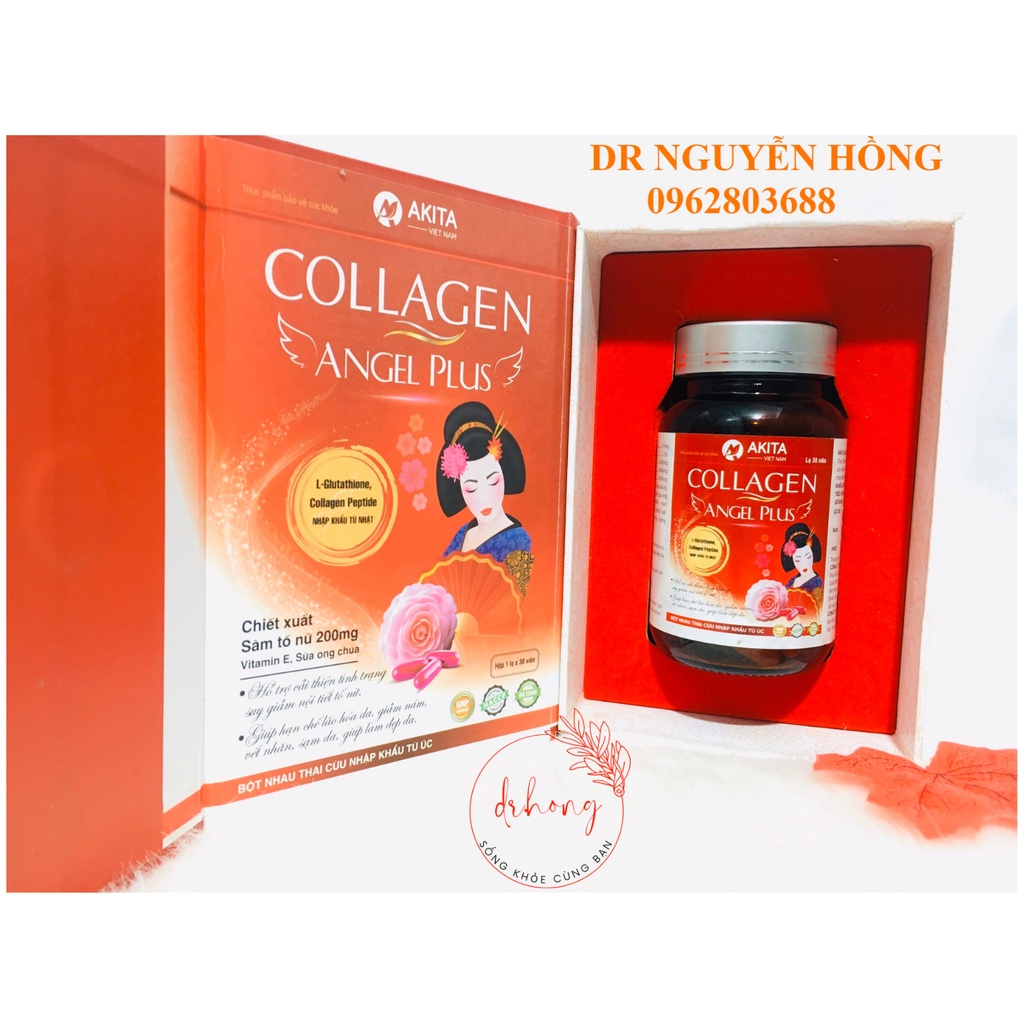 COLLAGEN ANGEL PLUS -Bổ sung collagen, hỗ trợ chống oxy hóa, hạn chế lão hóa da, giảm nám, vết nhăn, làm đẹp da -30 viên