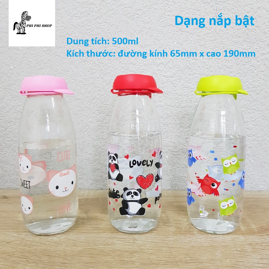 Chai thủy tinh Herevin 500ml Bình thủy tinh đựng nước đựng sữa , nước trái cây