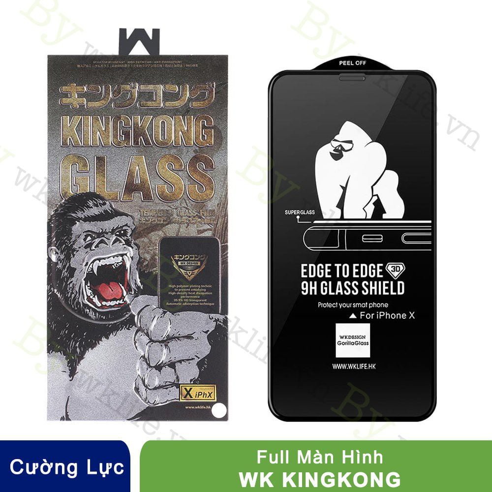 Kính Cường Lực KingKong Full Màn cho 13pro 13promax 7plus 8plus X Xsmax 11promax 12 Chính hãng WK