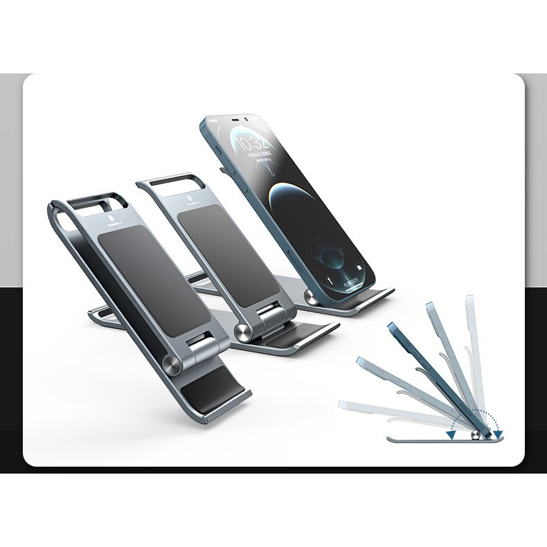 Giá Đỡ Điện Thoại Để Bàn Gấp Gọn Hợp Kim Nhôm Cho iPhone iPad Có Thể Điều Chỉnh Góc Nghiêng Đa Năng Nhỏ Gọn Bỏ Túi P19
