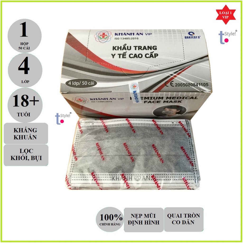 [ĐẠI LÝ CHÍNH HÃNG] Khẩu trang y tế Khánh An 4 lớp VẢI, GIẤY kháng khuẩn Xanh - Xám - Trắng - Người lớn - Trẻ em có hết | BigBuy360 - bigbuy360.vn