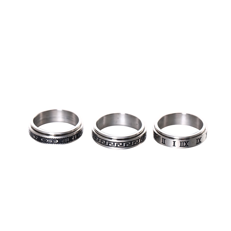 Trang Sức Bằng Thép Không Gỉ | Nhẫn Xoay Độc Đáo Thời Trang | Nhẫn Thép Titan Khắc Chữ Số La Mã