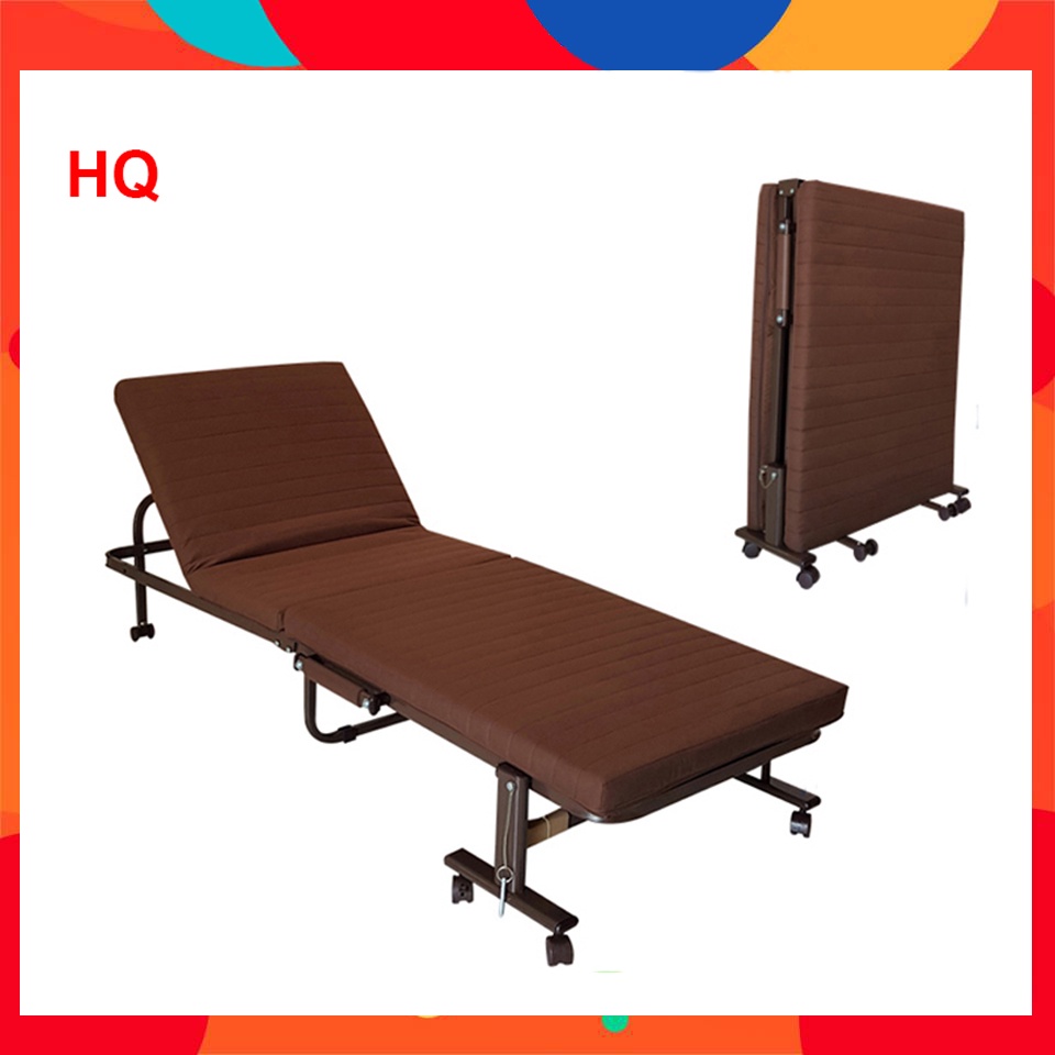 Giường gấp đôi phong cách Hàn Quốc - Đệm mút êm ái, Vải Cotton thoáng khí, Có bánh xe di chuyển tiện lợi - NIKITA