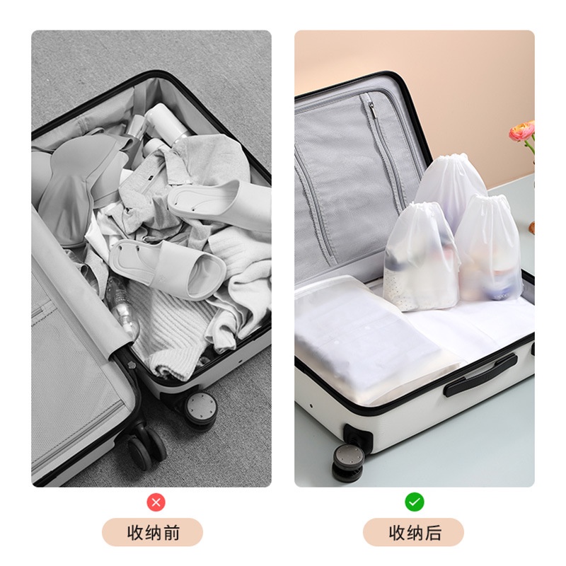 Túi Đựng Đồ Lót / Giày Bằng Pe Chống Thấm Nước Có Dây Rút FT7121