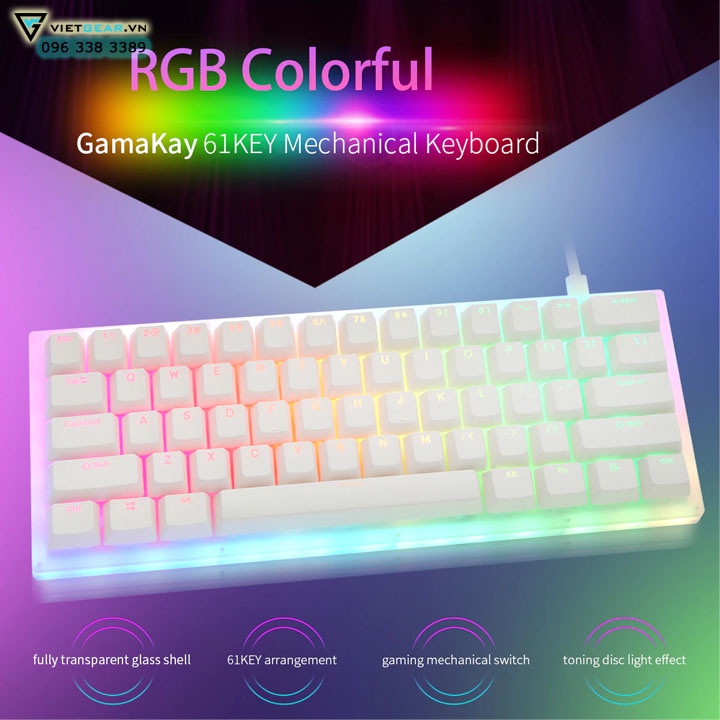 Bàn phím cơ Womier k61 led RGB mini 60% hot swap