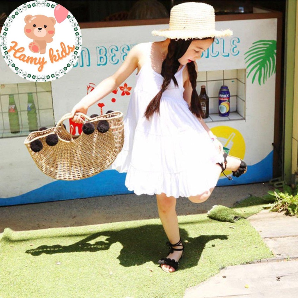 Váy Đầm Dây Minky Mom Chính Hãng Chất Vải Thun Lạnh Mịn Mát Cho Bé 0-5 Tuổi Dưới 20kg - Hamykids