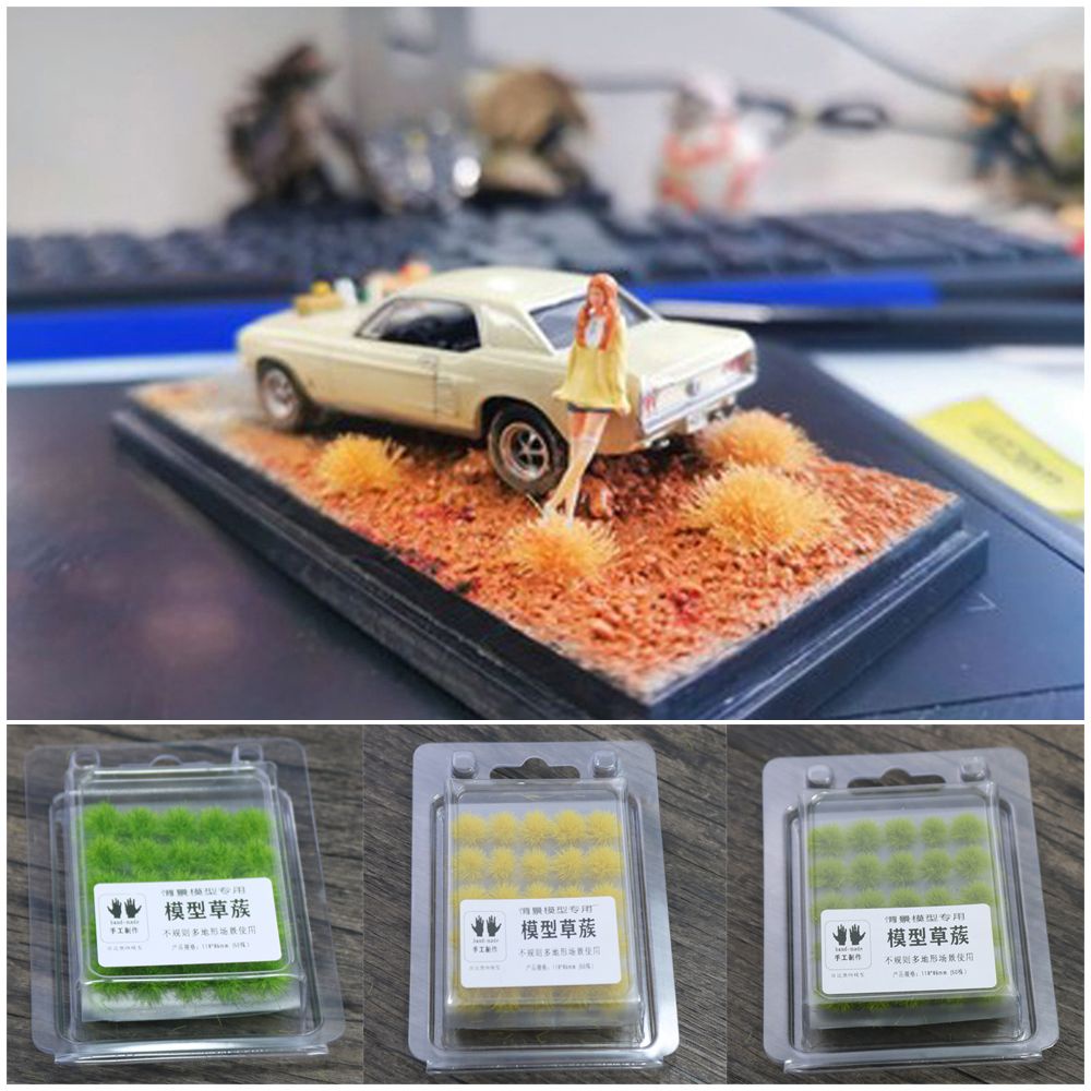Set 50 búi cỏ nhân tạo mini trang trí mô hình tiểu cảnh DIY