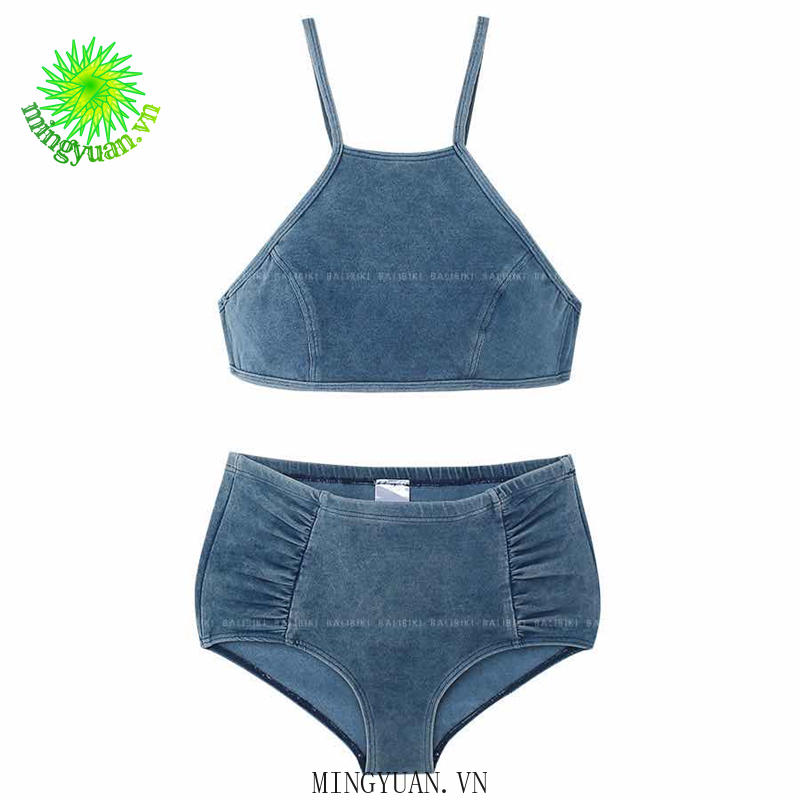 Bộ Đồ Bơi Hai Mảnh Chất Liệu denim Phong Cách Hàn Quốc