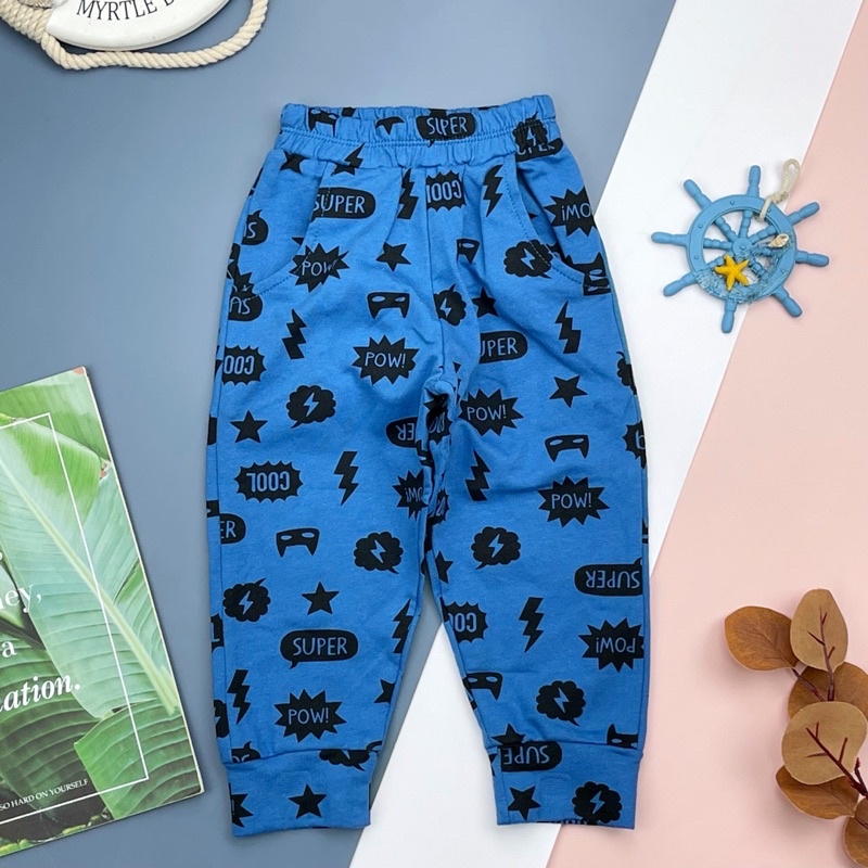 Quần nỉ hoạ tiết bé trai, bé gái, chất dày dặn. Size 1-5T, cho bạn 9-18kg
