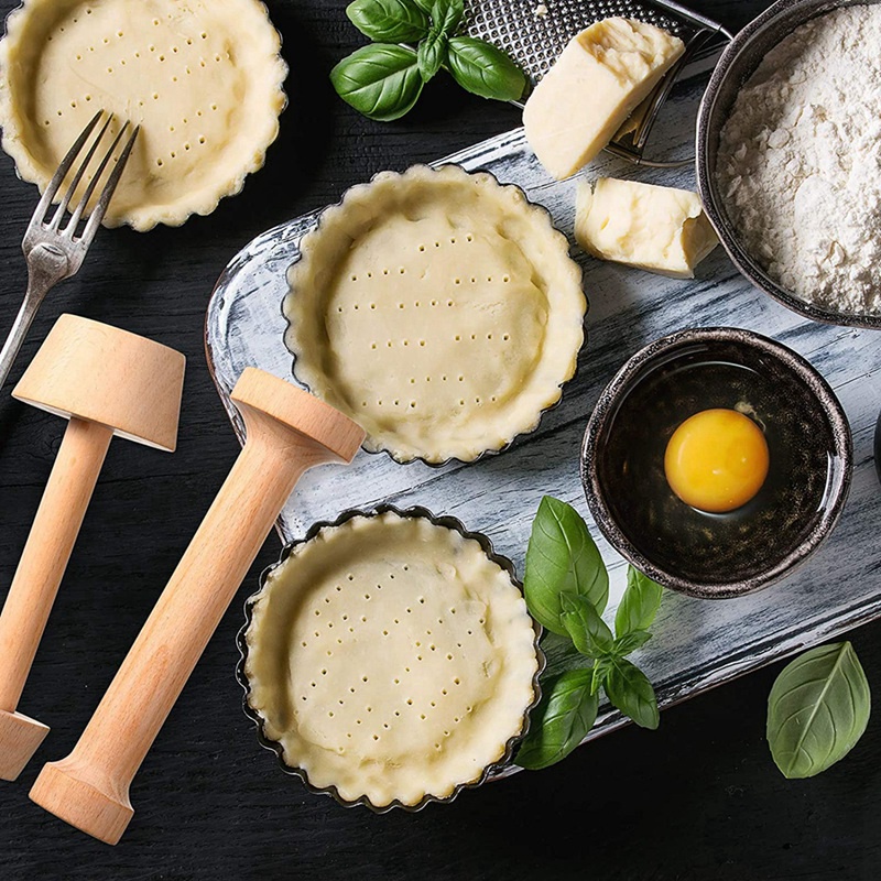 2 cái Bộ Tamper Bánh Tart Bằng Gỗ Tart Chảo Khuôn Bằng Gỗ Bánh Trứng Dụng Cụ Làm Bánh Ngọt Bánh Tart Dụng Cụ Làm Bánh Tự Làm Dụng Cụ Bánh Ngọt