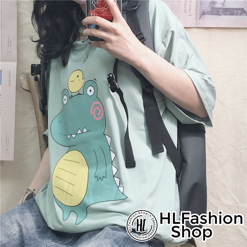 Áo phông nữ nam Unisex form rộng khủng long bụng bự, áo thun tay lỡ HLFashion | BigBuy360 - bigbuy360.vn
