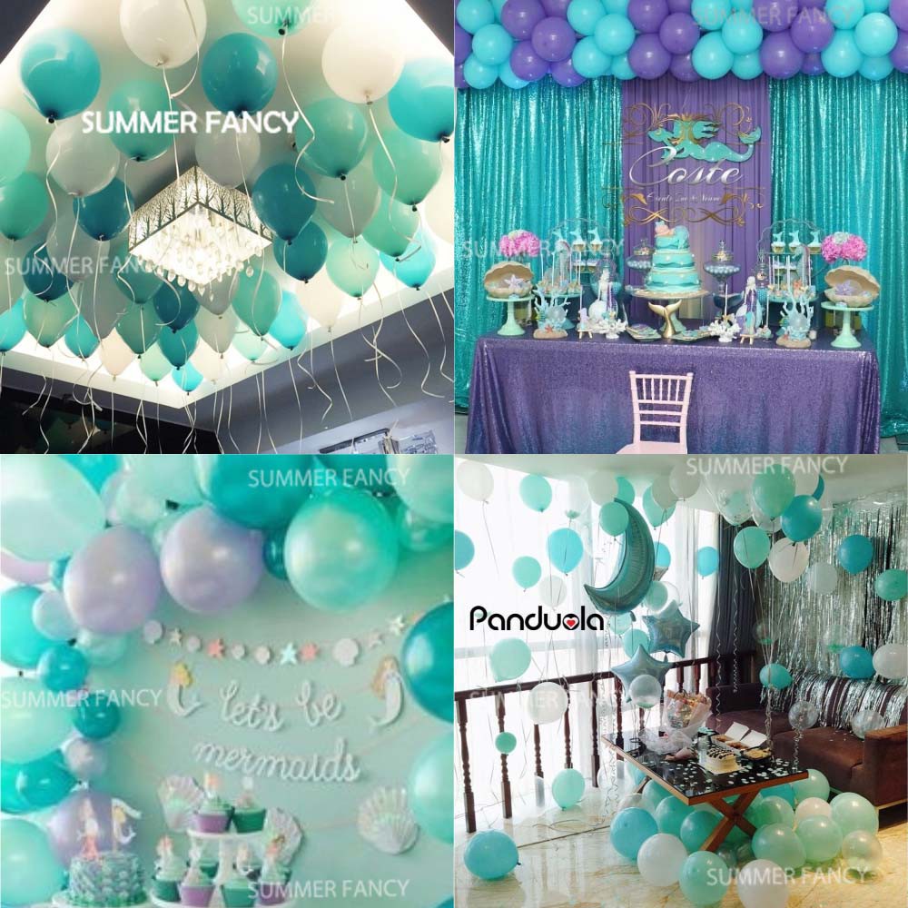 Set 100 bong bóng nhũ + 2 rèm + bơm tay + 5 cuộn keo dán bóng - Decorating party