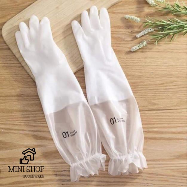 Găng Tay Cao Su Rửa Bát Cổ Cao Siêu Dai Có Chun Chống Tụt