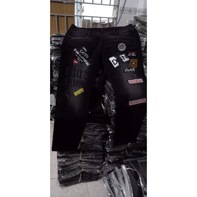 { BIGSIZE ĐẾN 130KG } (ÔM NHẸ) QUẦN  JEAN DAI ĐEN RÁCH TRE TRUNG BIGSIZE NAM