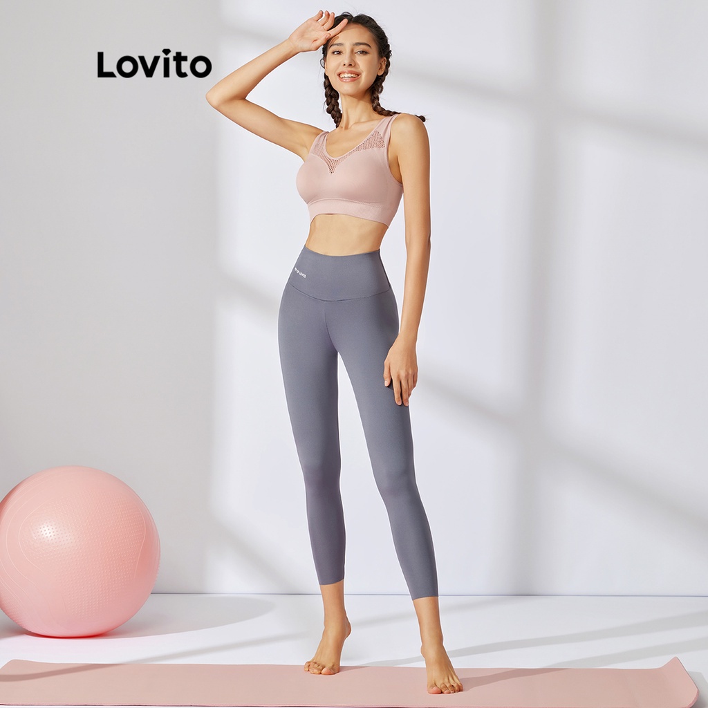 Áo Ngực Thể Thao Yoga Lovito Thoáng Khí Chống Đá Mồ Hôi L31ED058 (Màu Hồng / Xanh Nhạt / Đen)