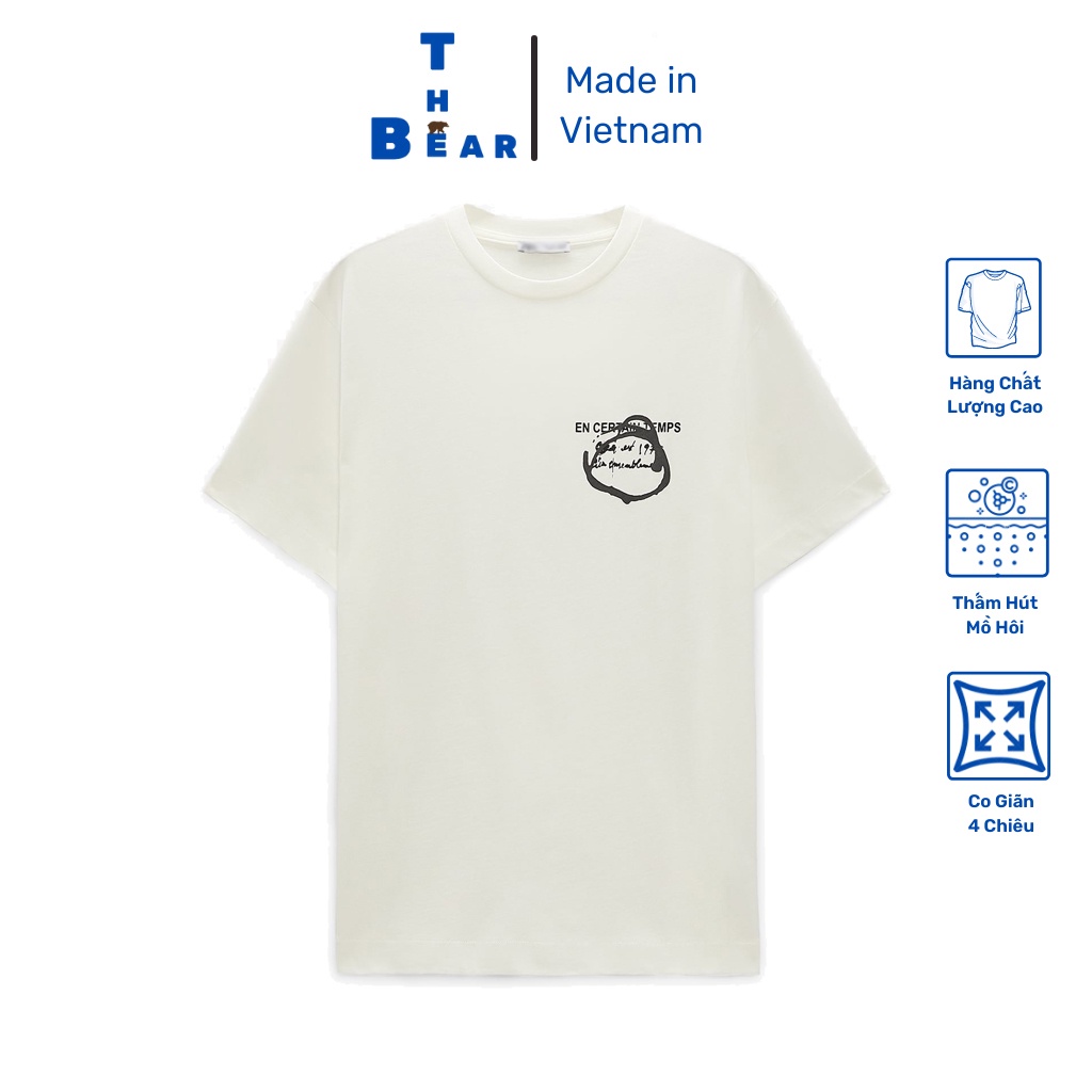 Áo thun nam  Unisex cho cả bạn nữ - Áo phông form rộng - Mã In Hình Tròn Xám - THE BEAR -MS8