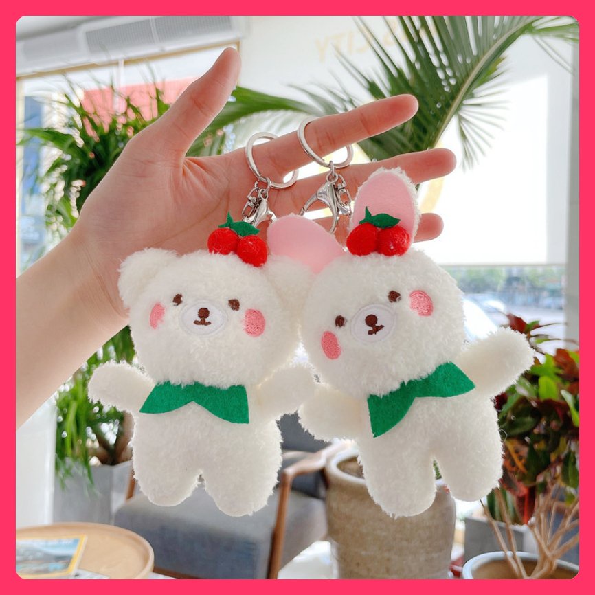 Móc Gấu Thỏ cute bằng bông treo túi xách balo siêu cute làm quà tặng Giáng sinh đẹp ý nghĩa