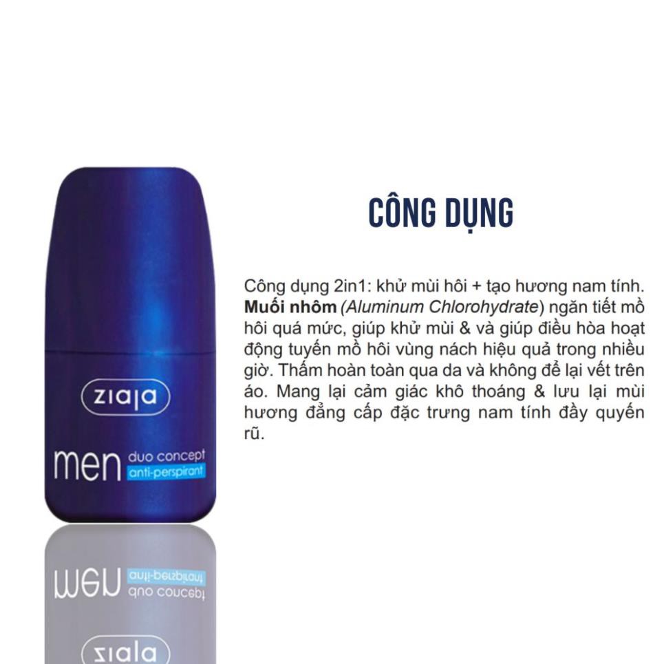 LĂN KHỬ MÙI DUO CONCEPT ZIAJA – ORGANIC DÀNH CHO NAM - 60ML