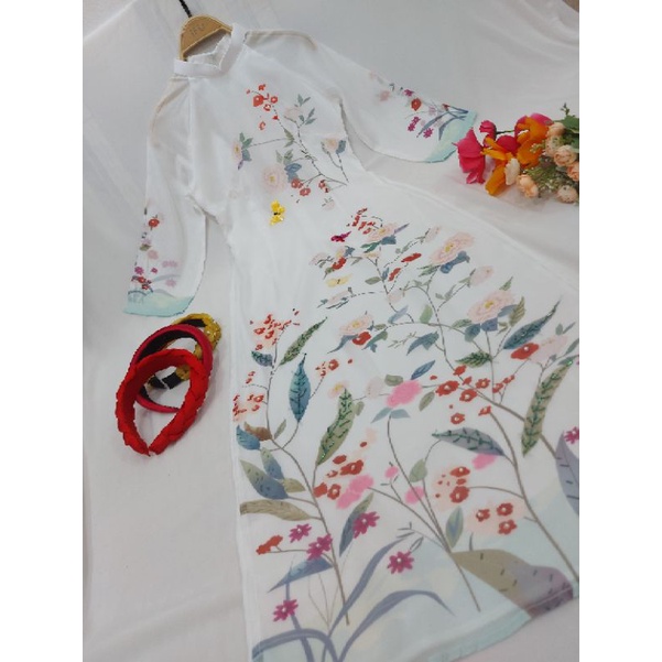 🥰 Ao dài cách tân 4 tà màu trắng đính kết đẹp sang chảnh hàng thiết kế cao cấp đẹp nhẹ nhàng